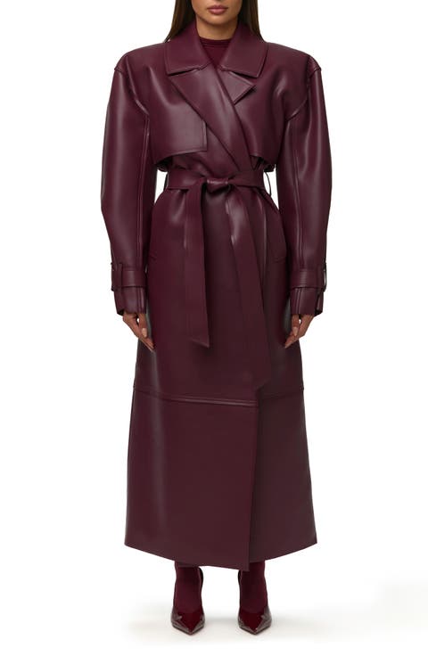 Faux Leather Trench Coat