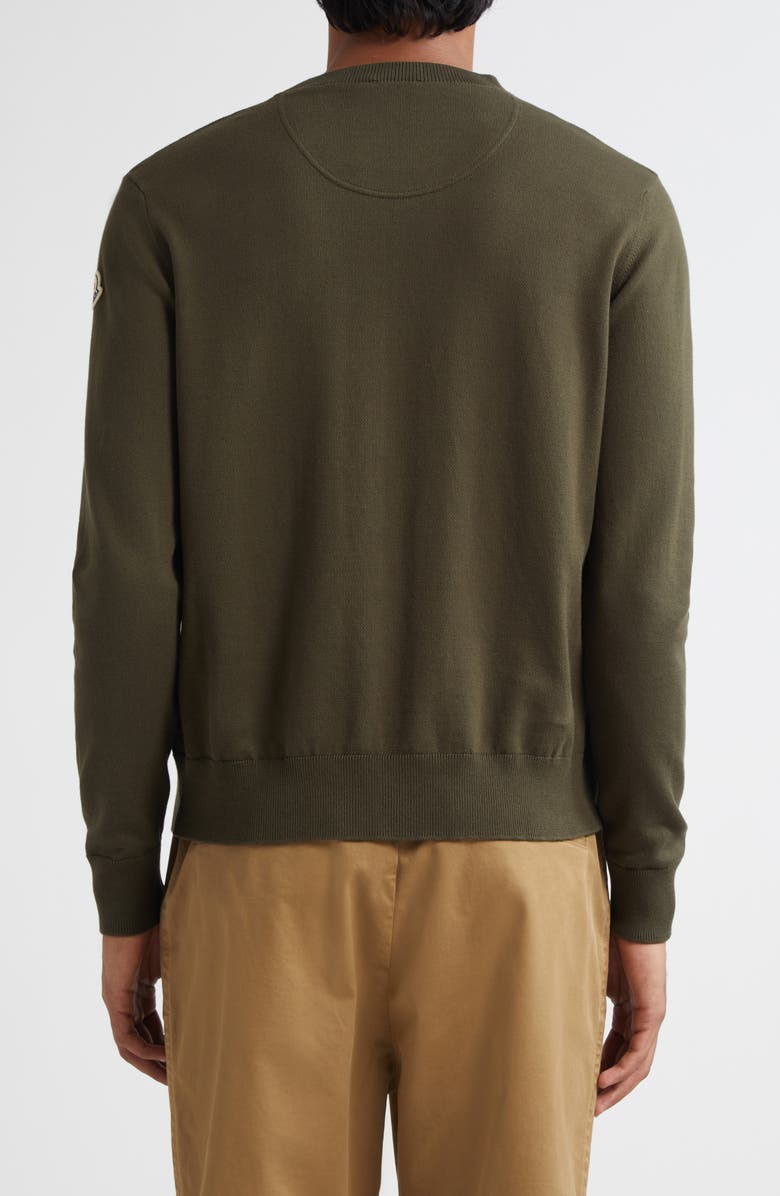 Moncler Logo Embroidered Cotton Sweater, Alternate, color, Deep Depths