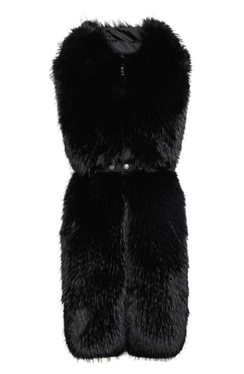 Textured Belted Faux Fur Bib