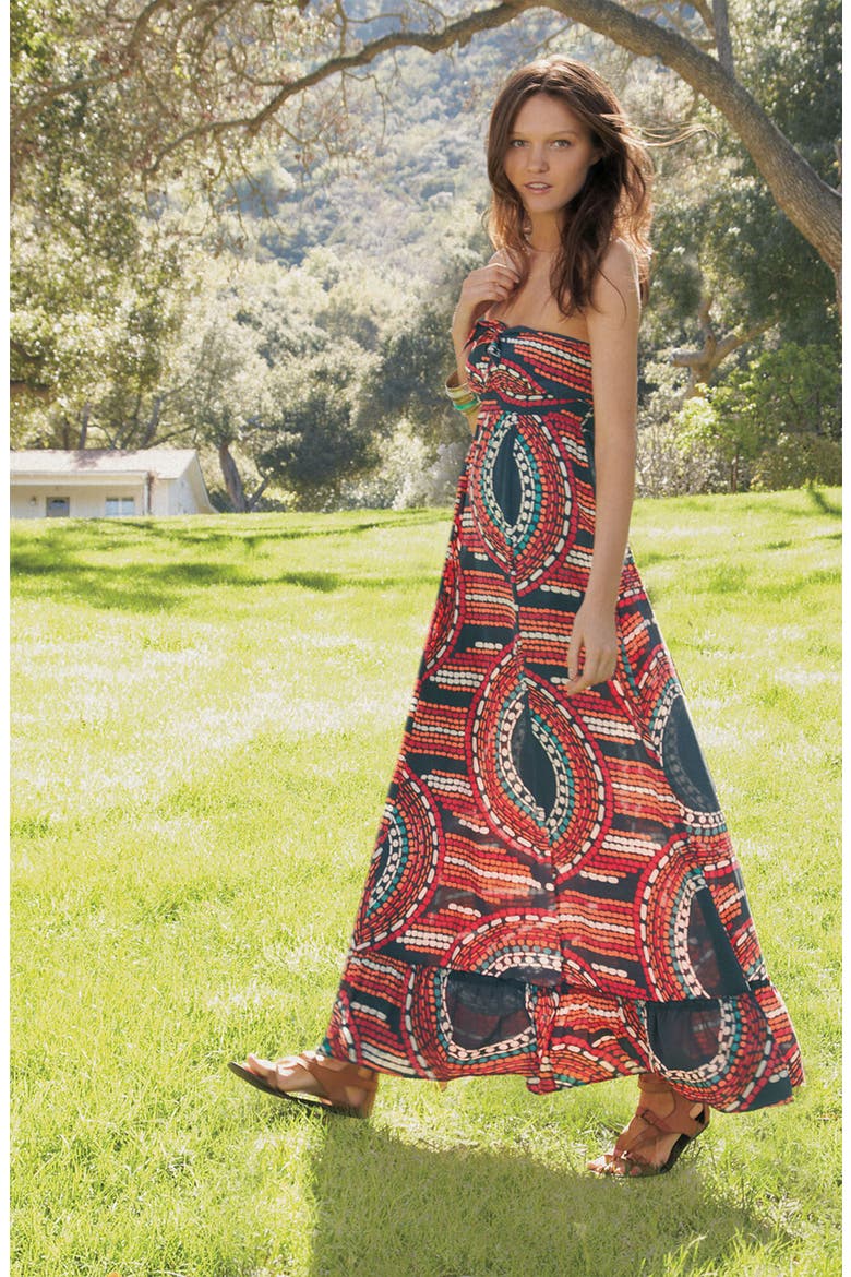 Strapless Maxi Dress, Alternate, color, SWIRL DOT PRINT