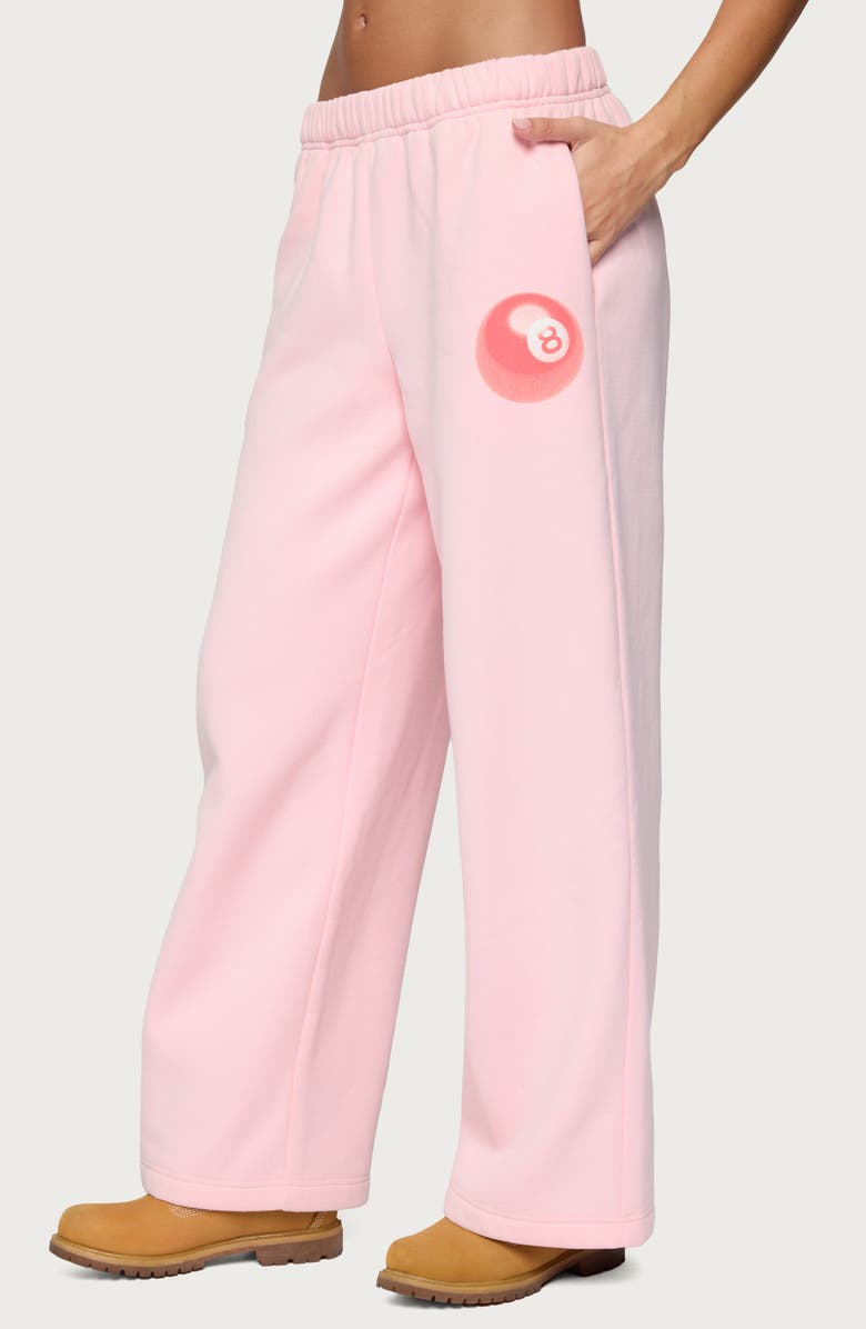 EDIKTED Lucky 8 Wide Leg Sweatpants, Alternate, color, Light-Pink