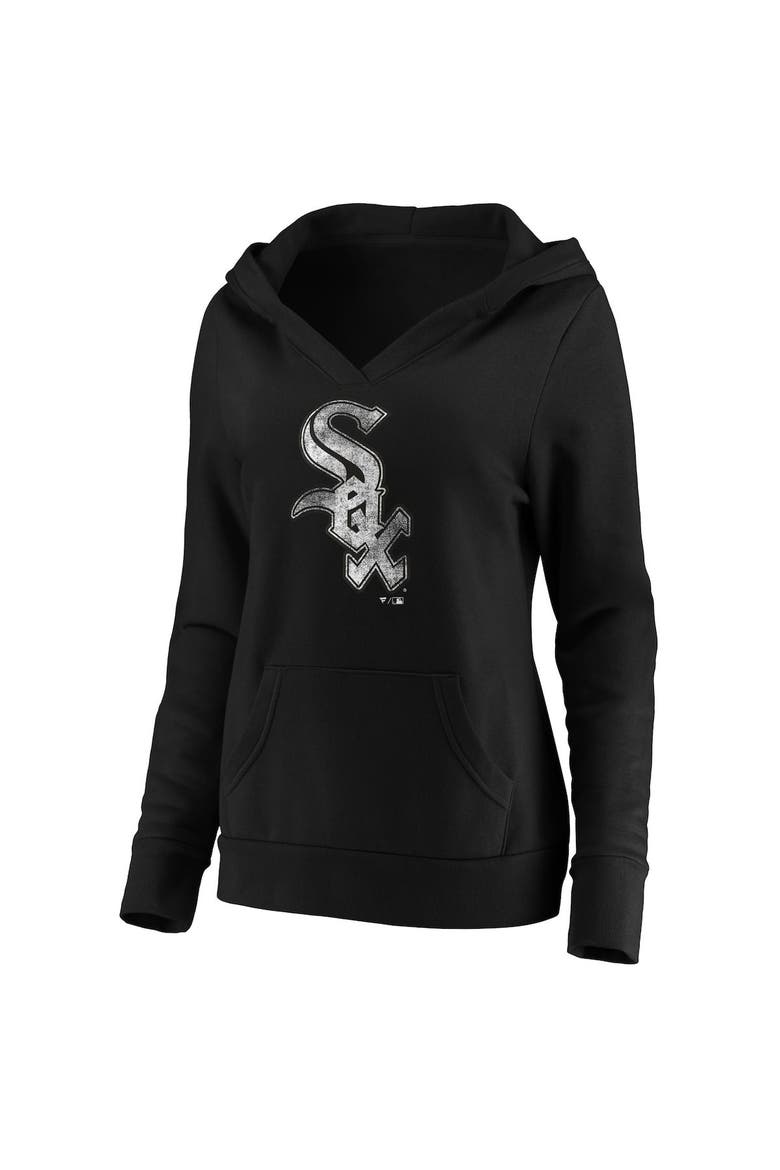 Women's Fanatics Branded Black Chicago White Sox Core Team Crossover V-Neck Pullover Hoodie, Alternate, color, BLACK