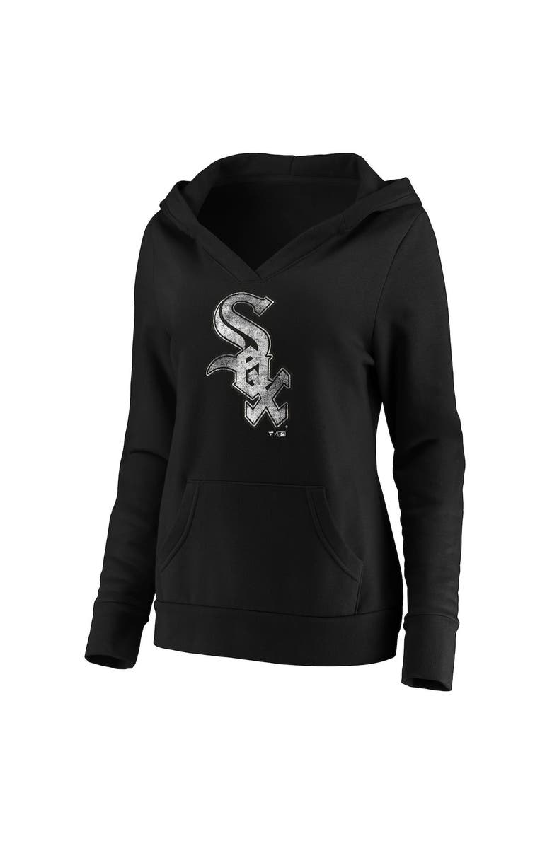 FANATICS Women's Fanatics Branded Black Chicago White Sox Core Team Crossover V-Neck Pullover Hoodie, Alternate, color, Black