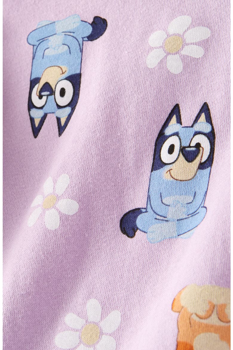 Kids' Ruffle Sleeve Cotton Graphic T-Shirt, Alternate, color, PURPLE PETAL BLUEY BINGO