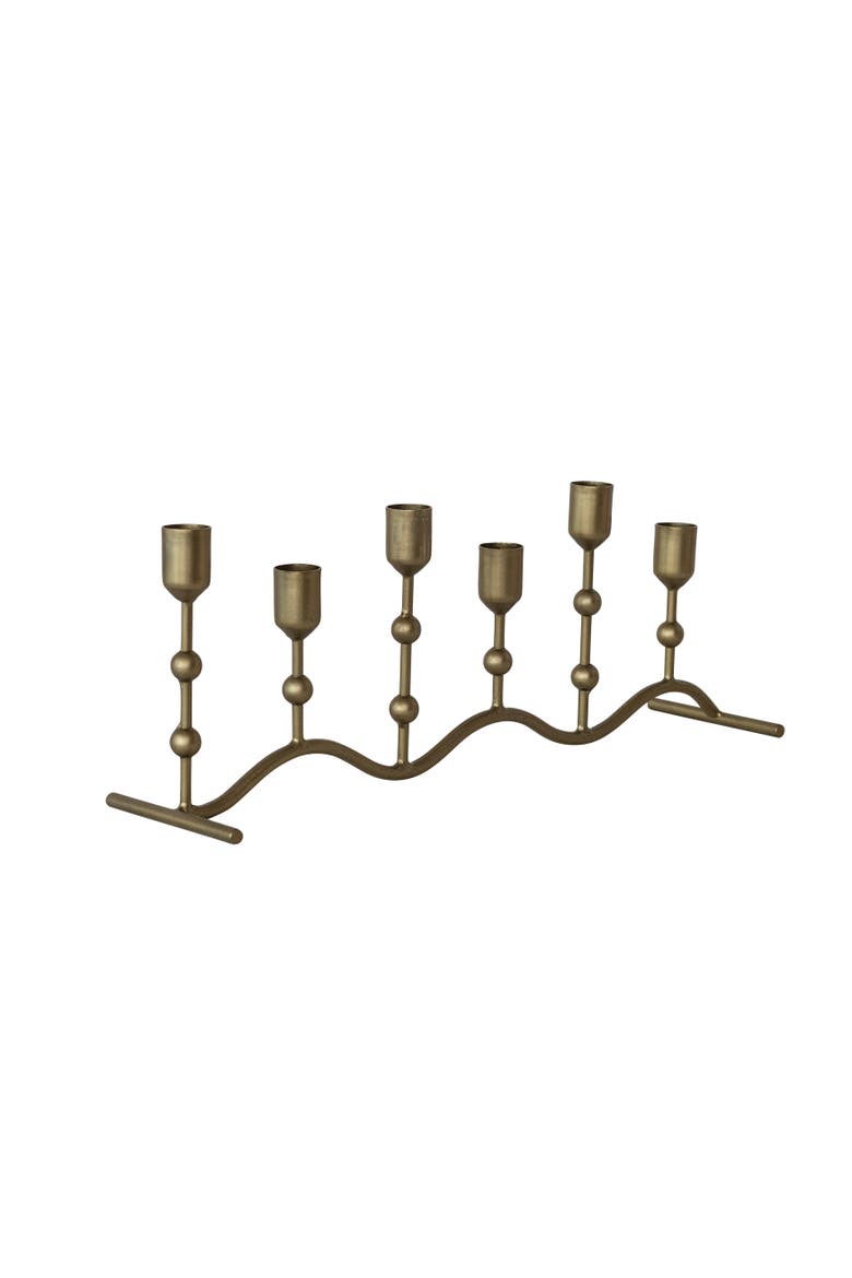 Iron Candelabra with Curved Base, Main, color, Gold