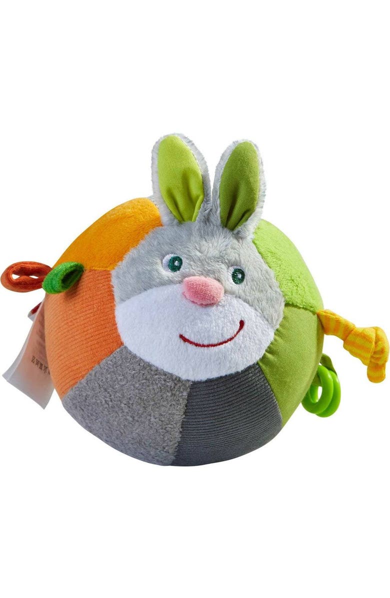 HABA Bunny Baby Ball Toy with Crinkle Ears and Rattle Rings, Main, color, Multi