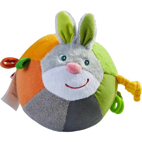 Bunny Baby Ball Toy with Crinkle Ears and Rattle Rings