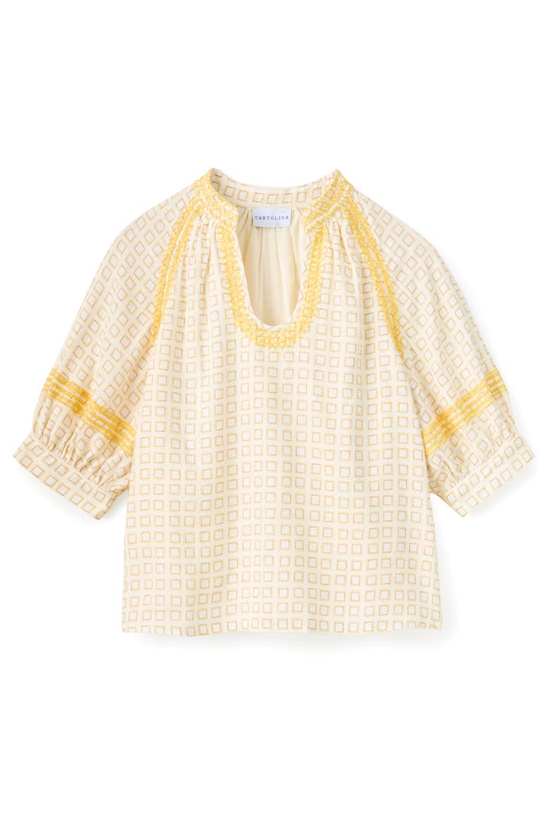 Eleanor Linen Top, Main, color, Seaglass Print-Ivory