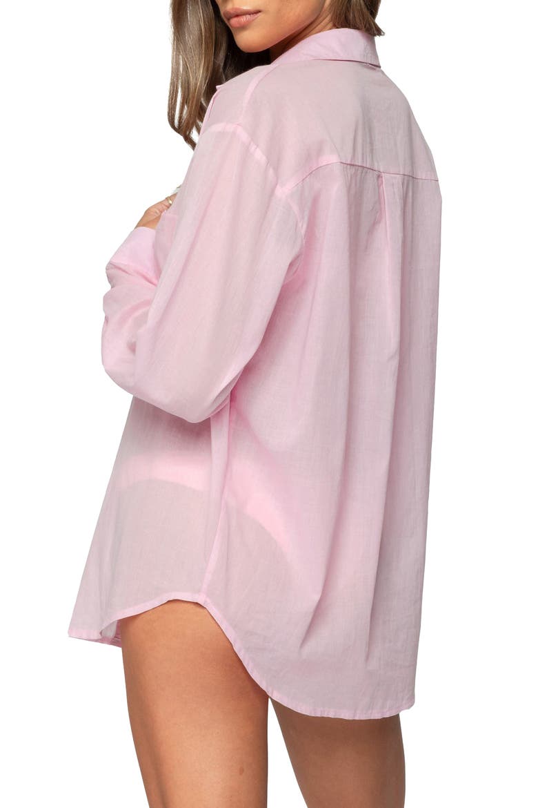 Kellen Oversize Cotton Button-Up Shirt, Alternate, color, PINK