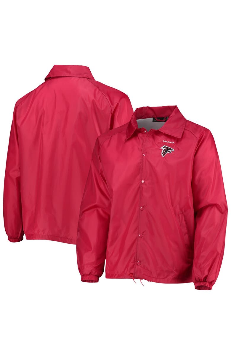 DUNBROOKE Men's Dunbrooke Red Atlanta Falcons Coaches Classic Raglan Full-Snap Windbreaker Jacket, Main, color, 