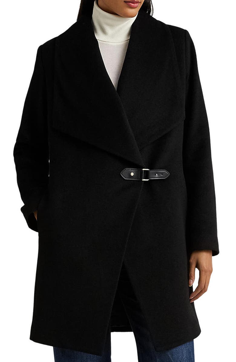 Lauren Ralph Lauren Buckle Front Wool Blend Coat, Main, color,