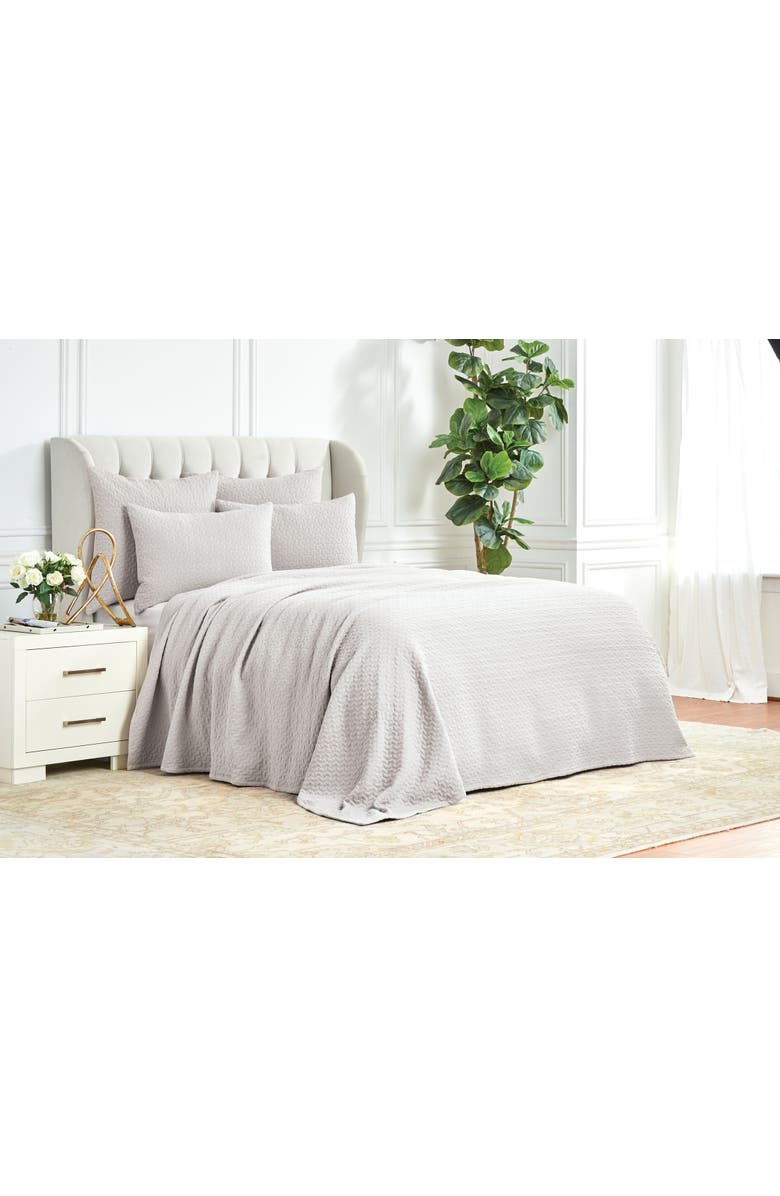ELISABETH YORK Vance Oyster Silver 100% Cotton King Matelasse Bed Coverlet, Main, color, Silver