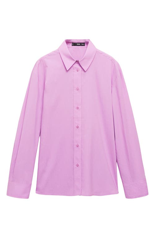 Shop Mango Lyocell Blend Button-up Shirt In Fuchsia