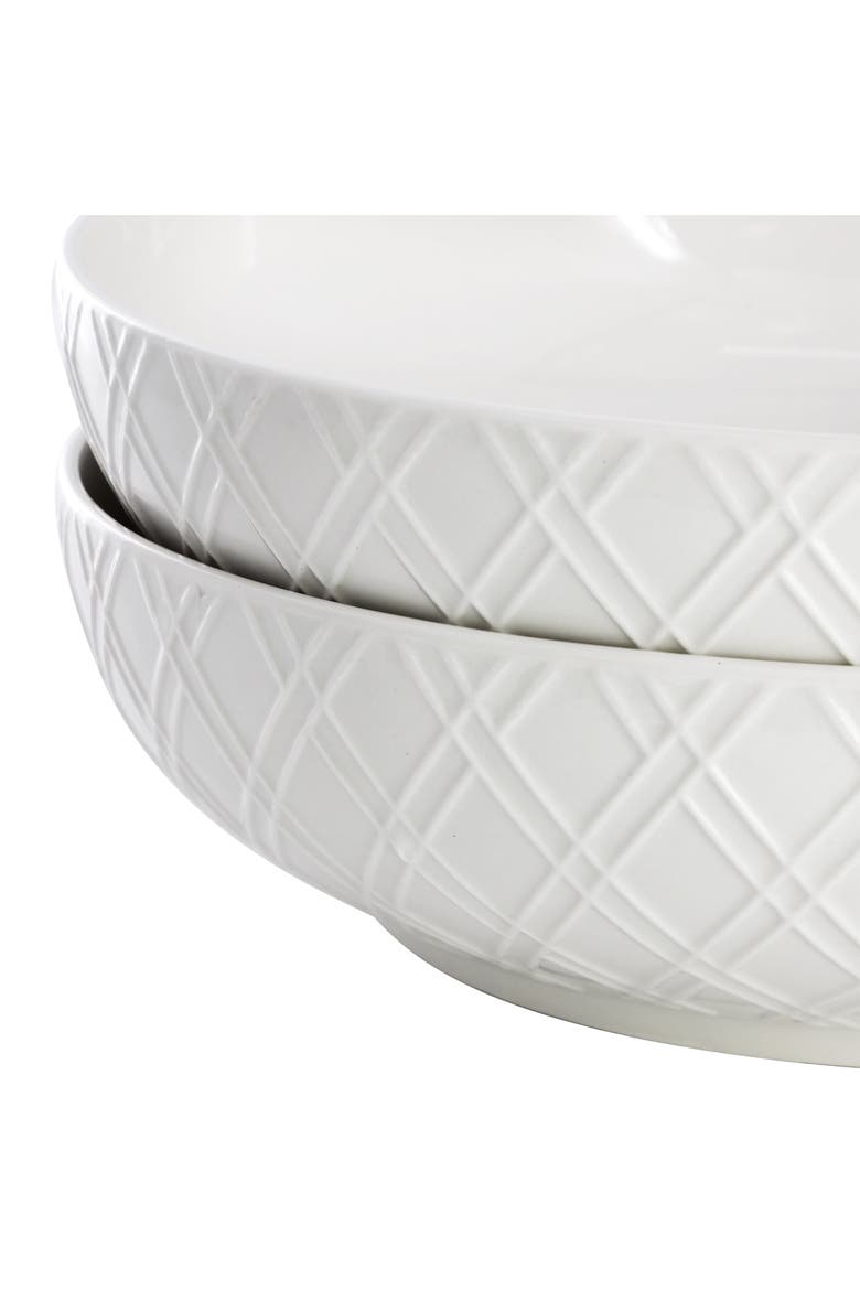 2 Piece Fine Ceramic 8.2in Dinner Bowl Set in White, Alternate, color, White
