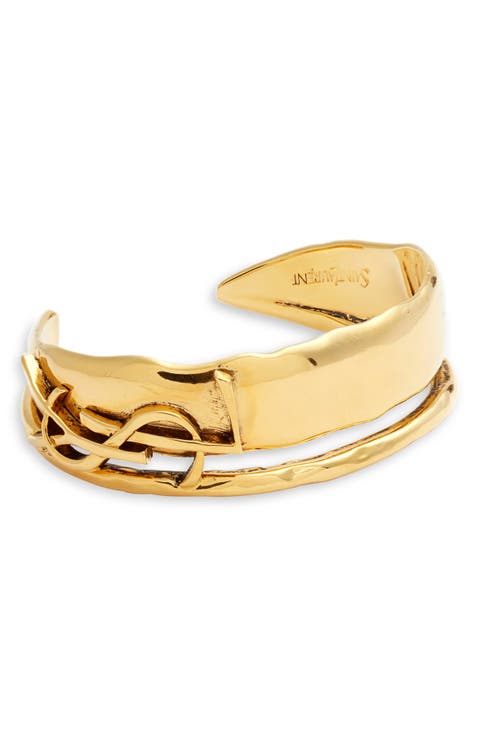 YSL Hammered Cutout Cuff Bracelet