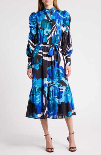 CIEBON Adele Floral Print Long Sleeve Midi Dress