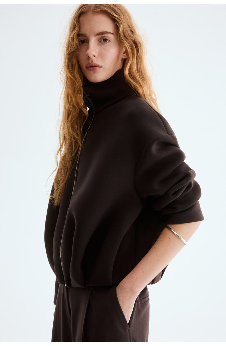 H&M Scuba Knit Jacket, Alternate, color, Dark Brown