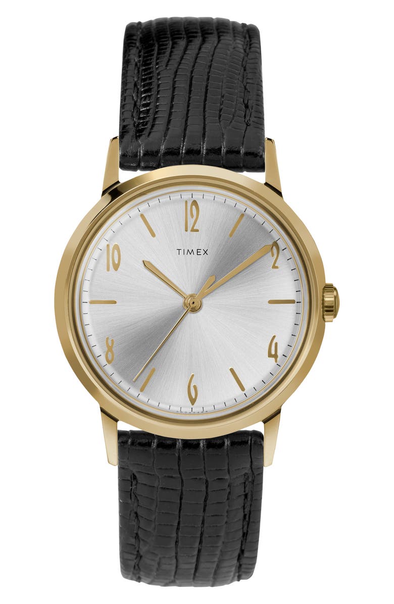 Timex<sup>®</sup> Marlin Leather Strap Watch, 34mm, Main, color,