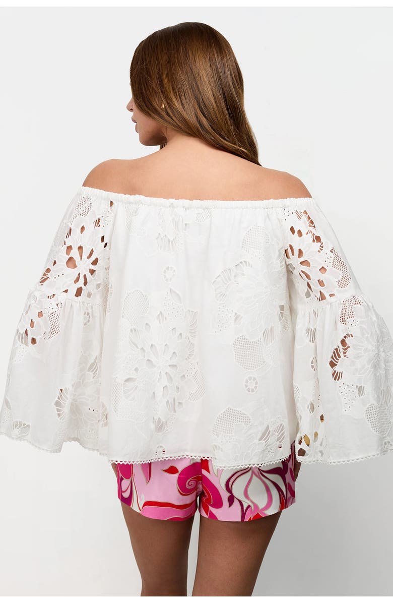 Trina Turk Perry Off-Shoulder Eyelet Cotton Top, Alternate, color, Whitewash