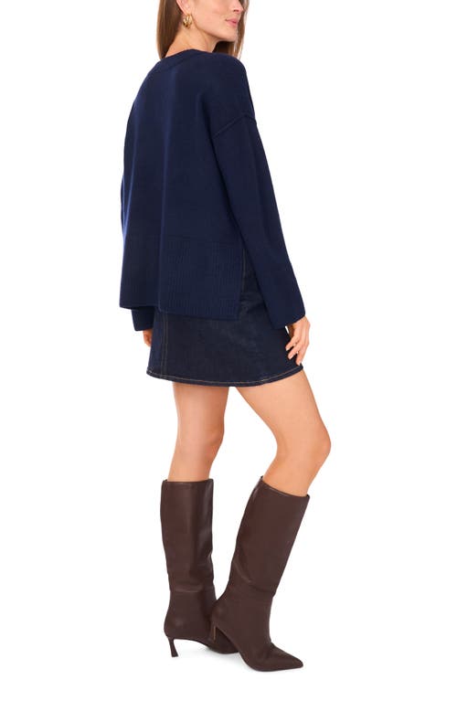 Vince Camuto High-low V-neck Sweater In Blue