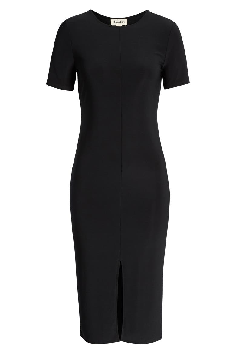Knit Midi Dress, Alternate, color, BLACK