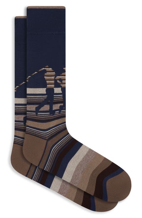 Golf Stripe Cotton Blend Dress Socks
