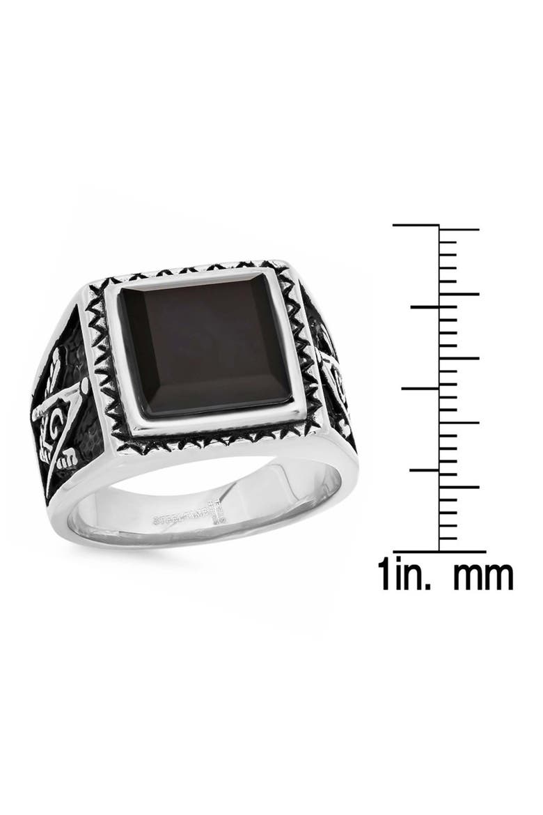 Men's Two Tone Masonic Signet Ring, Alternate, color, BLACK