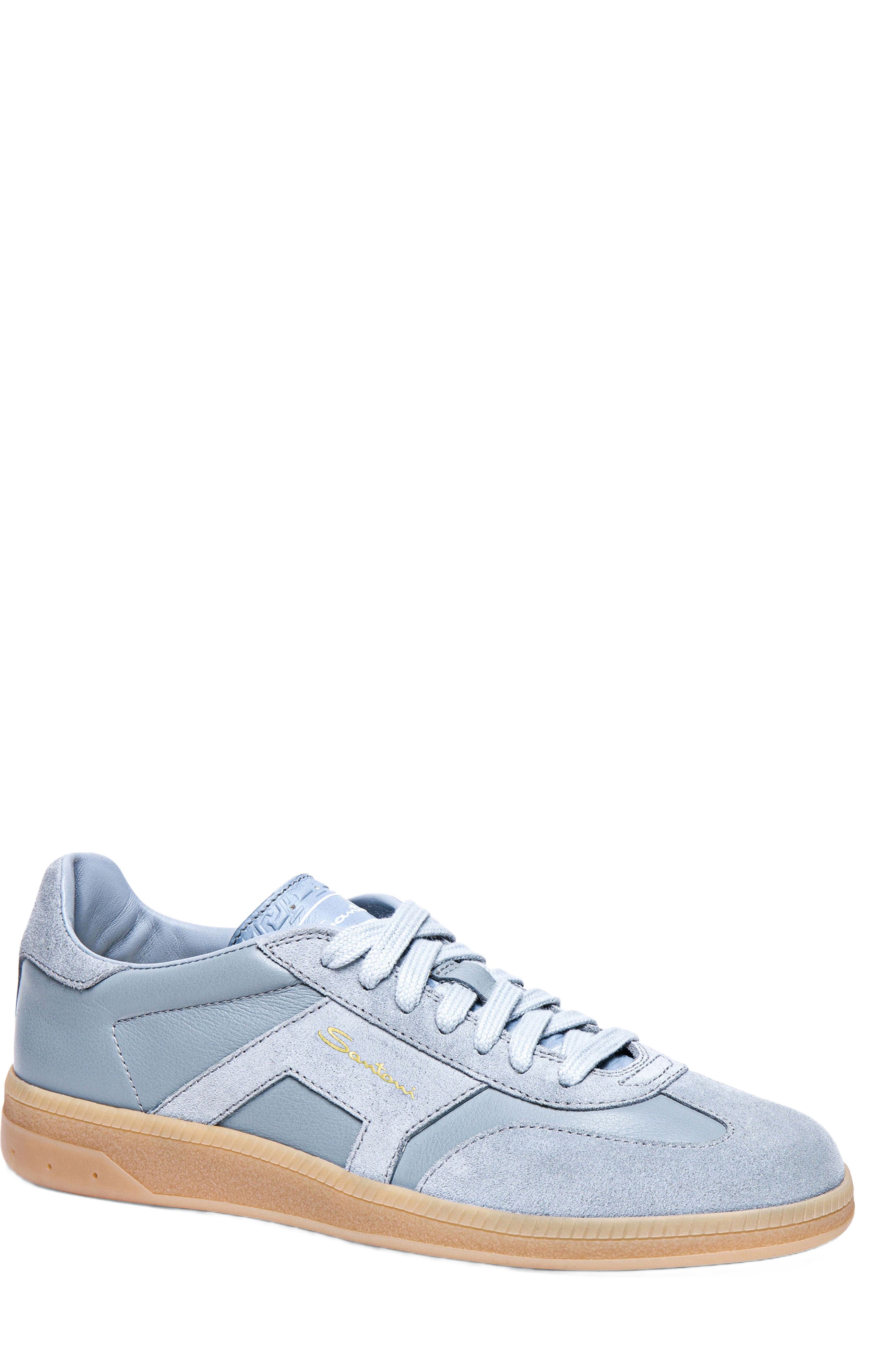 Santoni Women's DBS Oly sneaker, Alternate, color, Light Blue