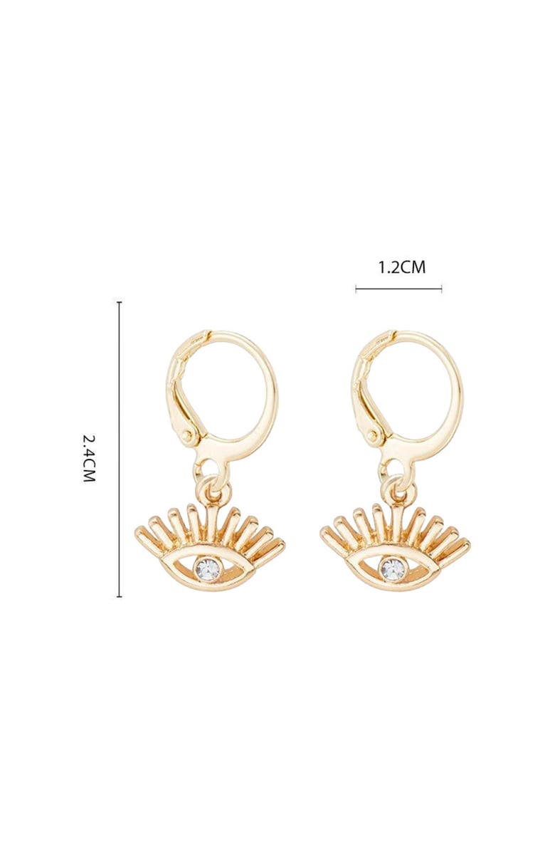 DLORIA Evil Eye Huggies, Alternate, color, Gold