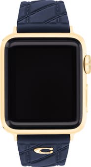 COACH 20mm Navy Quilted Silicone Apple Watch® Watchband