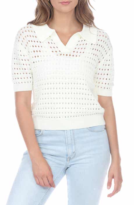 RAIN AND ROSE Open Stitch Sweater Polo