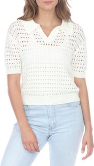 RAIN AND ROSE Open Stitch Sweater Polo