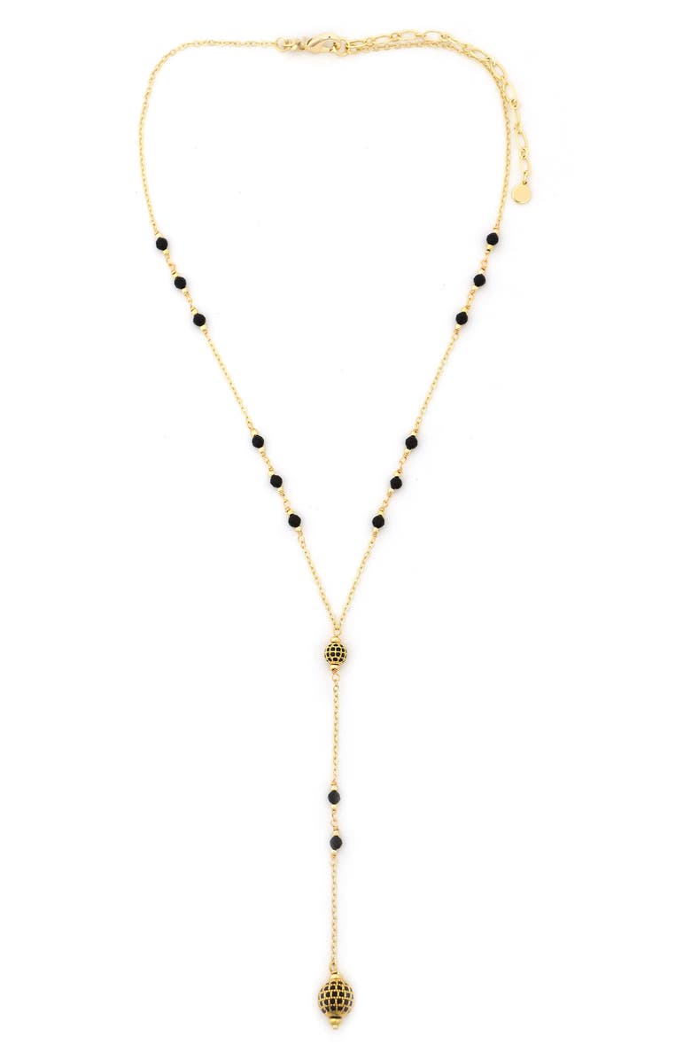 Panacea Crystal Station Y-Necklace, Main, color, Black