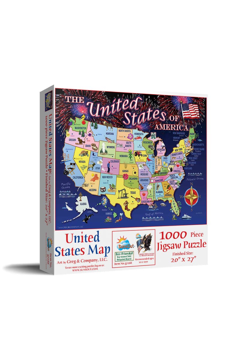 United States Map 1000 piece Jigsaw Puzzle for Adults, Main, color, Multicolor