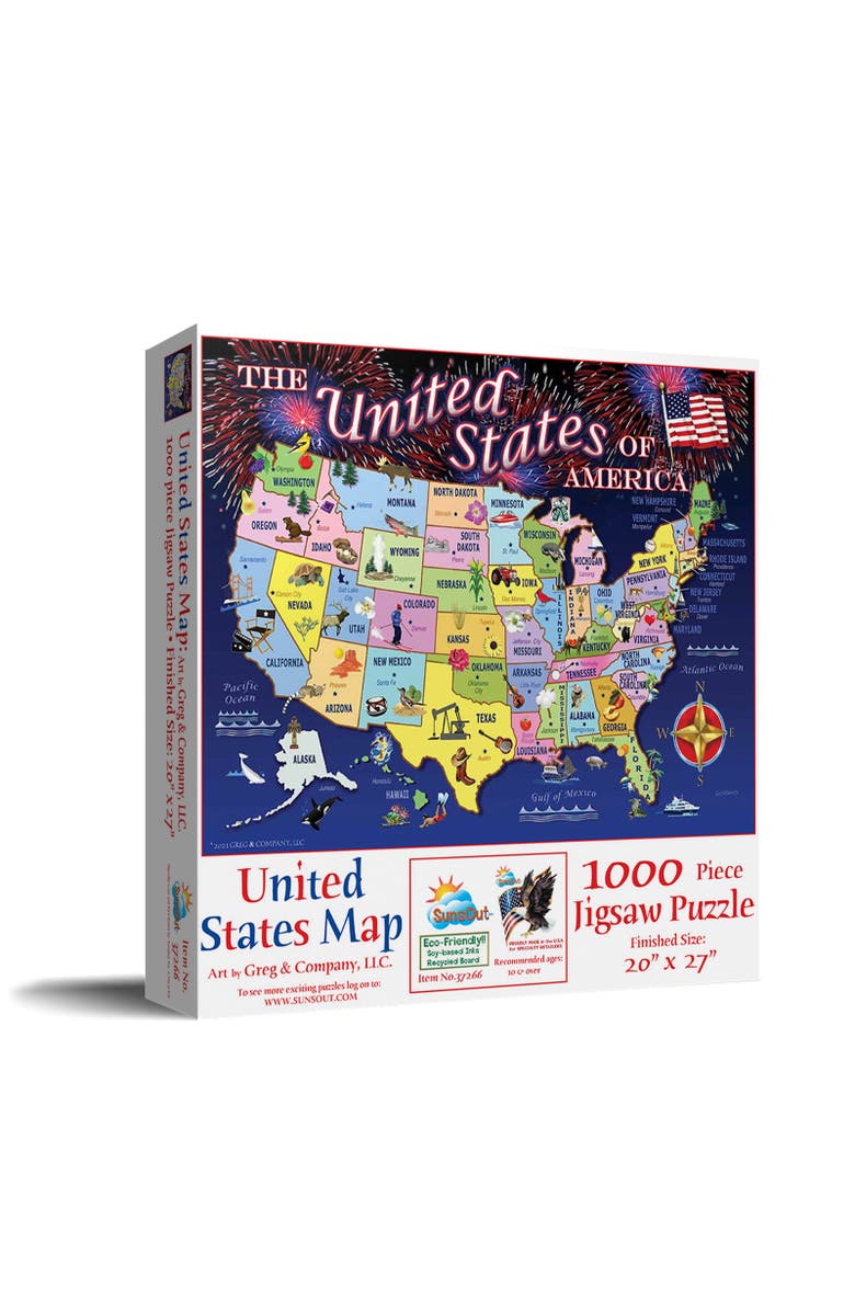 Sunsout United States Map 1000 piece Jigsaw Puzzle for Adults, Main, color, Multicolor