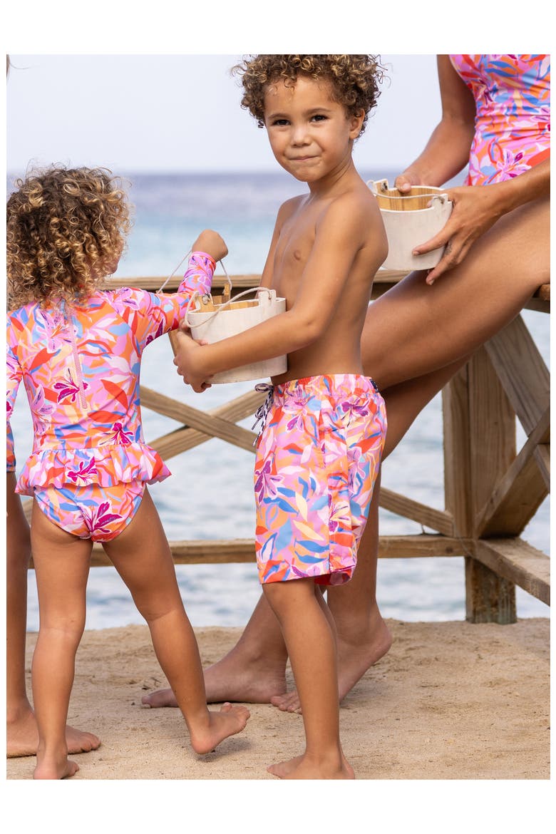 Kids' Sunset Swim Trunks, Alternate, color, MULTI PINK
