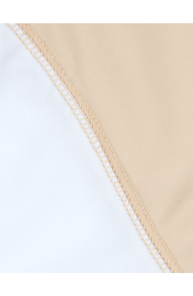 Leveret Baby One-Piece Rashguard, UPF 50+ Sun Protection Swimwear, Alternate, color, Beige & White