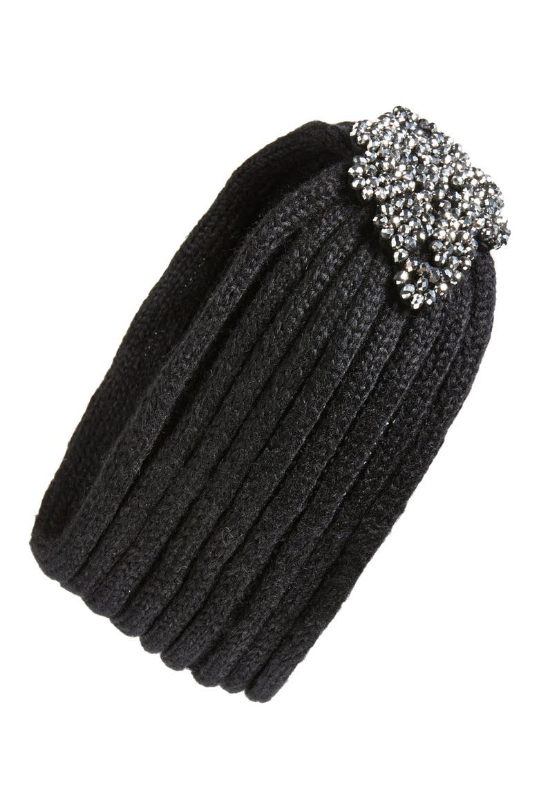 'Fab Sparkle' Knit Head Wrap, Main, color, BLACK