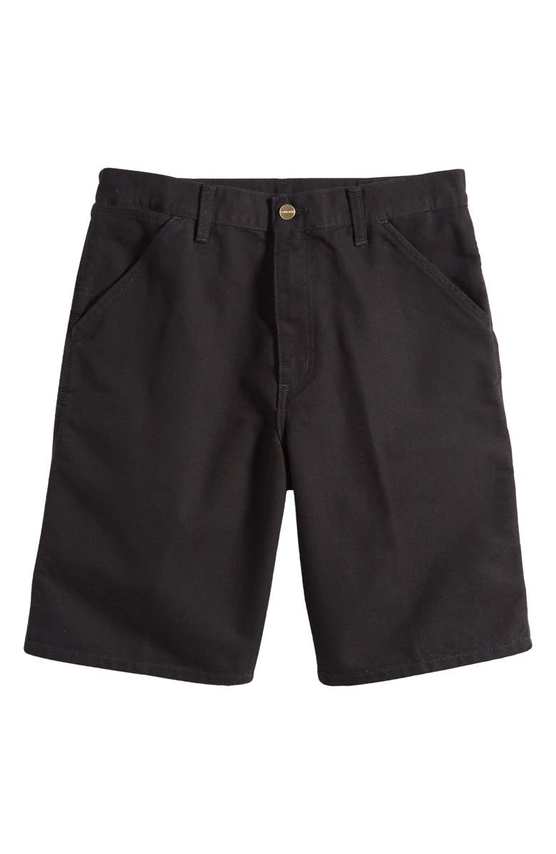 Carhartt Work In Progress Organic Cotton Canvas Carpenter Shorts, Alternate, color, Black (Rinsed)