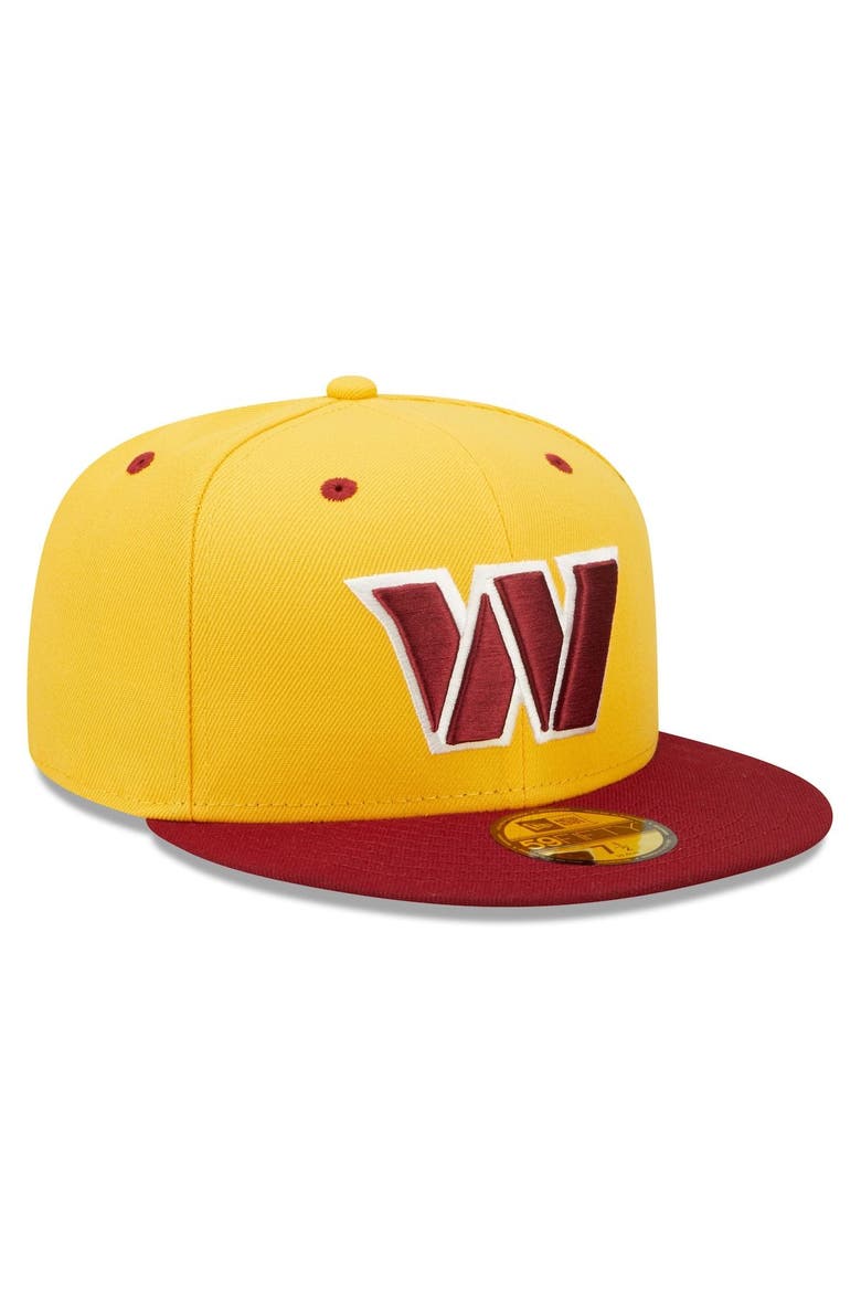 Men's New Era  Gold/Burgundy Washington Commanders Flipside 2Tone 59FIFTY Fitted Hat, Alternate, color, Gold