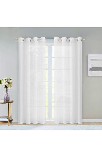 Dainty Home Sheer Set Of 2 Panel Curtains In White
