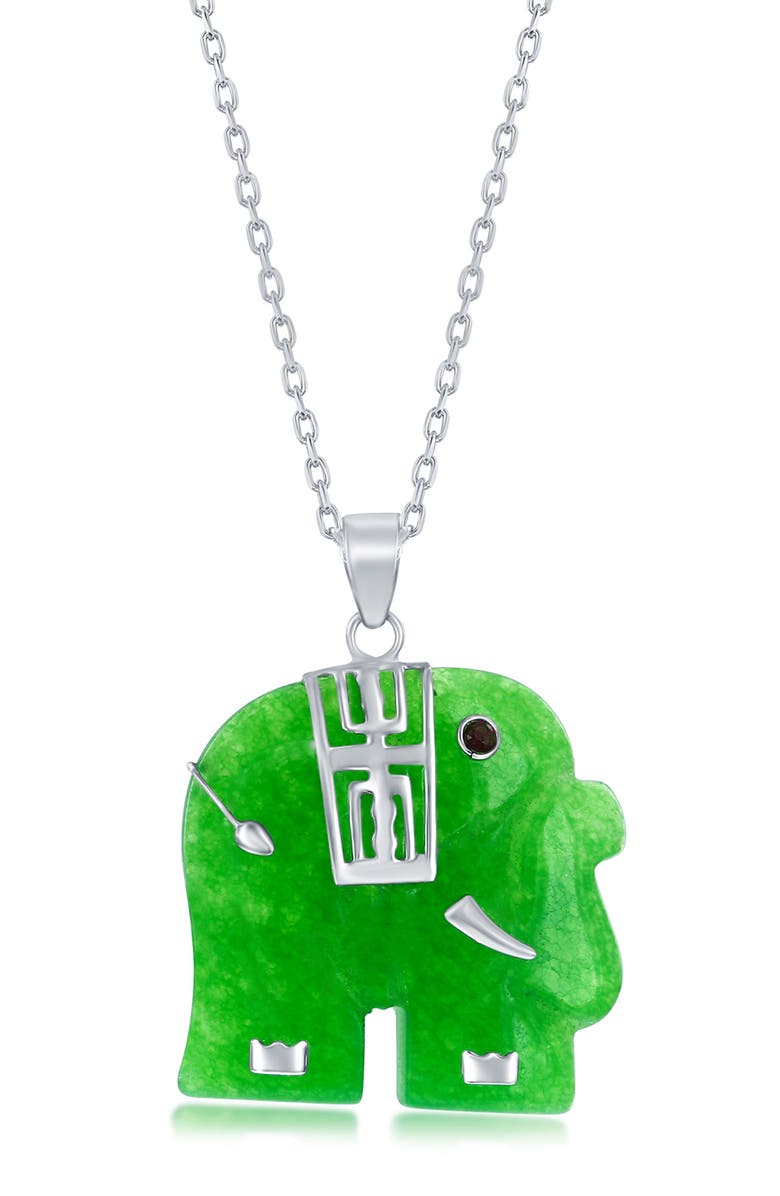SIMONA Jade Elephant Pendant Necklace, Main, color, 