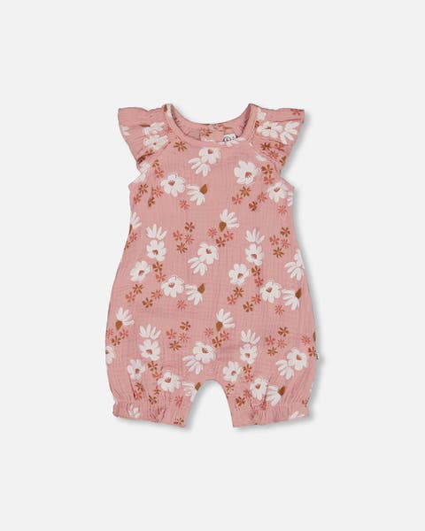 Deux Par Deux Muslin Romper - Printed Pear