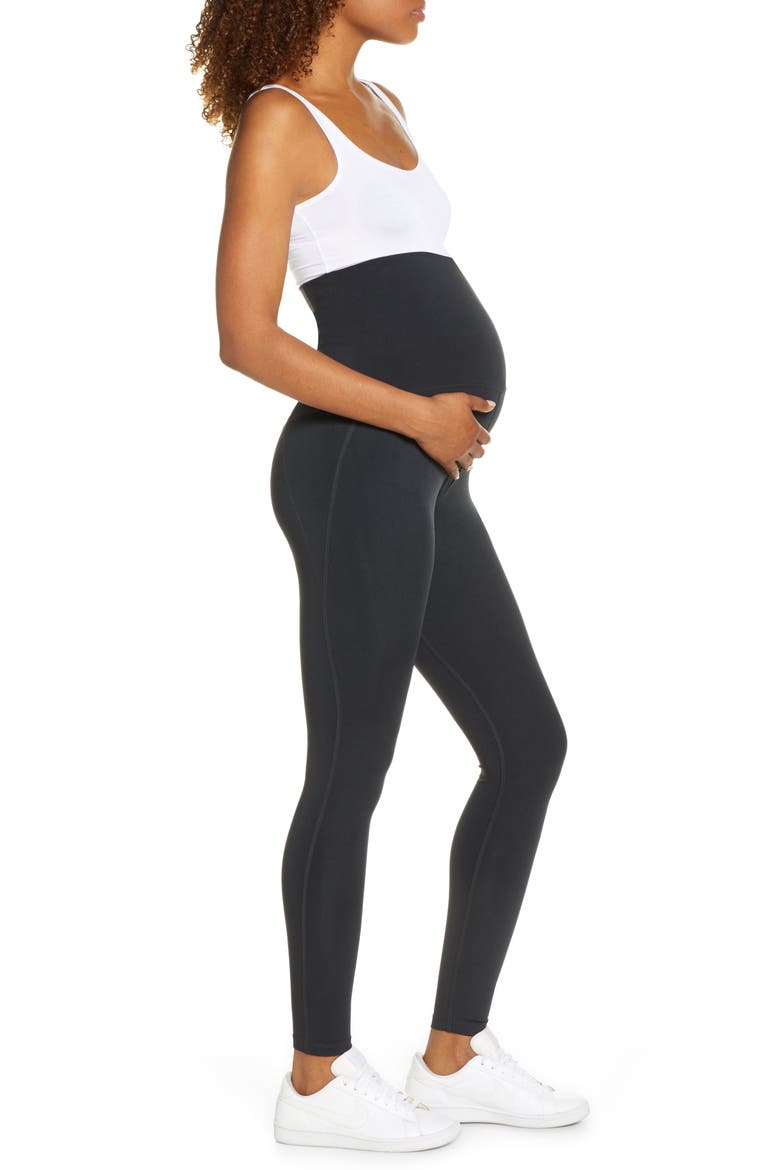 High Waist Full Length Maternity Leggings, Alternate, color, BLACK