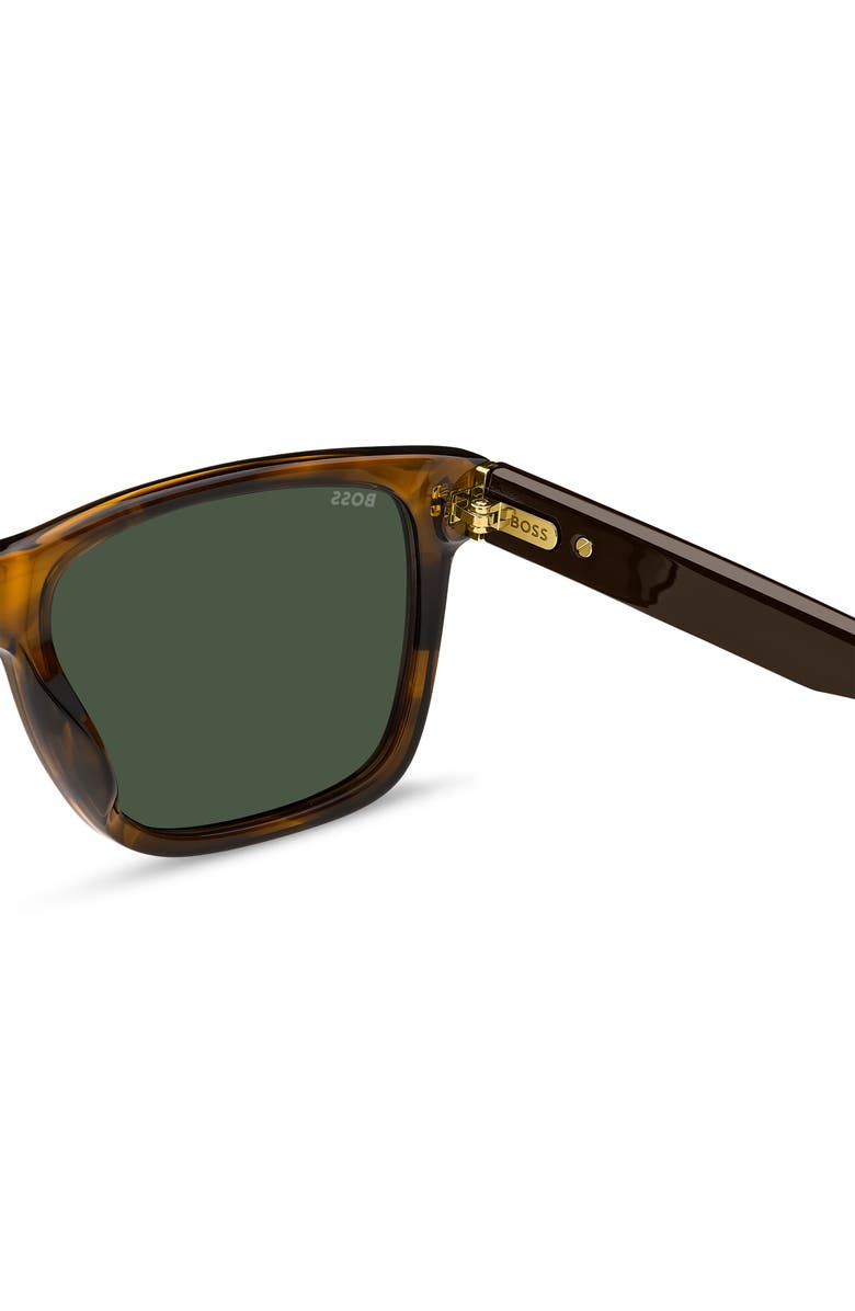 BOSS 57mm Gradient Polarized Square Sunglasses, Alternate, color, Brown Horn/ Green Polar
