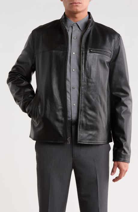 Stand Collar Leather Jacket