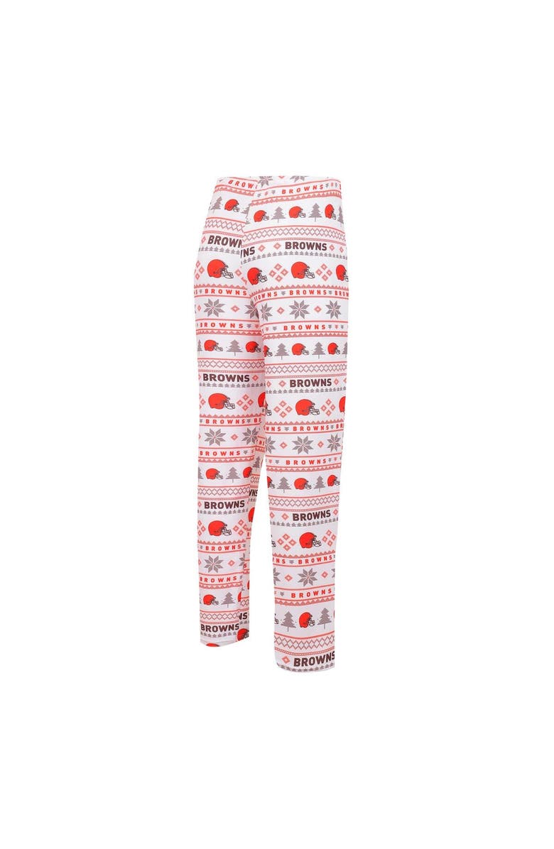 CONCEPTS SPORT Men's Concepts Sport White/Brown Cleveland Browns Tinsel Raglan Long Sleeve T-Shirt & Pants Sleep Set, Alternate, color, White