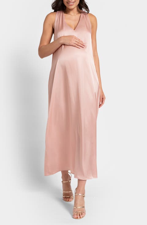 Convertible Satin Maternity Maxi Dress