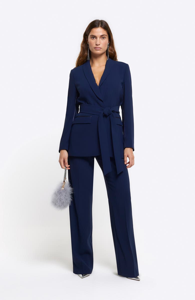 River Island Belted Tuxedo Blazer, Alternate, color,