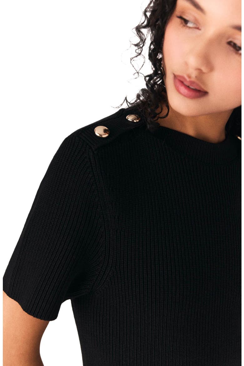Short knit and taffeta dress, Alternate, color, Black